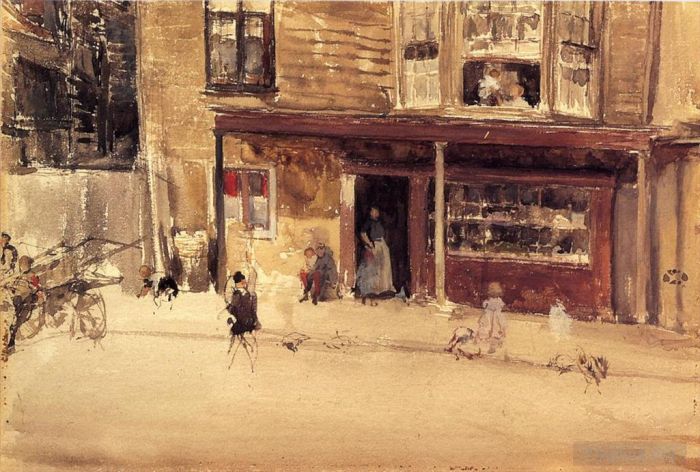 詹姆斯·阿博特·麦克尼尔·惠斯勒 的油画作品 -  《商店外观》