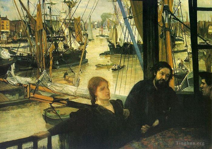詹姆斯·阿博特·麦克尼尔·惠斯勒 的油画作品 -  《在泰晤士河上漫步》