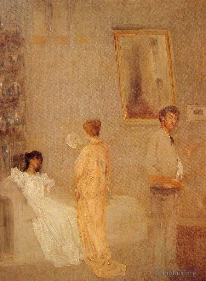 詹姆斯·阿博特·麦克尼尔·惠斯勒 的油画作品 -  《在他的工作室里》