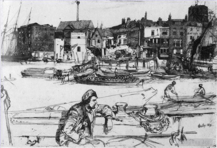 詹姆斯·阿博特·麦克尼尔·惠斯勒 的各类绘画作品 -  《黑狮码头》