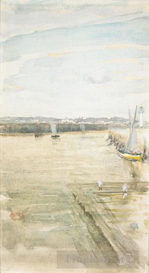 艺术家詹姆斯·阿博特·麦克尼尔·惠斯勒作品《詹姆斯·阿伯特·麦克尼尔在默西河上的场景》
