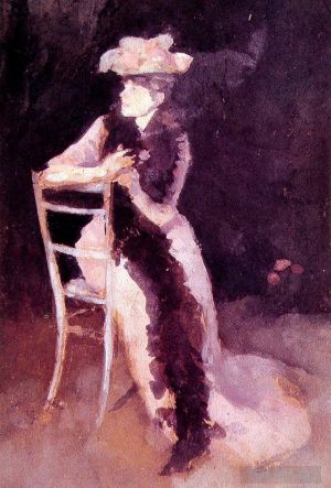 艺术家詹姆斯·阿博特·麦克尼尔·惠斯勒作品《惠布利夫人的玫瑰和银色肖像》