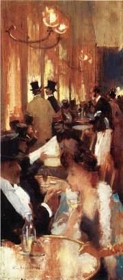 威拉德·勒罗伊·梅特卡夫 的油画作品 -  《咖啡厅》