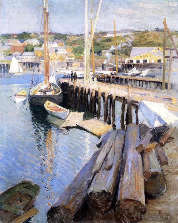 威拉德·勒罗伊·梅特卡夫 的油画作品 -  《格洛斯特鱼码头》