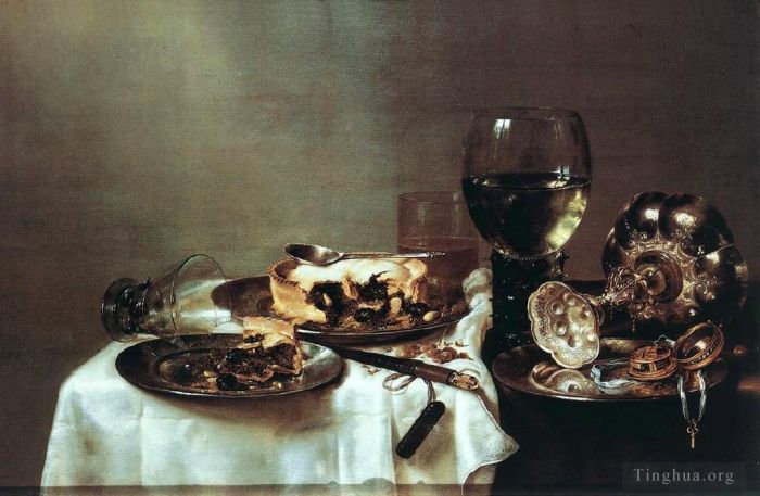 威廉·克莱兹·海达 的油画作品 -  《馅饼静物》