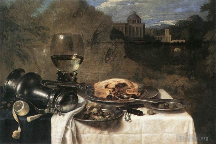 威廉·克莱兹·海达 的油画作品 -  《静物与橄榄》