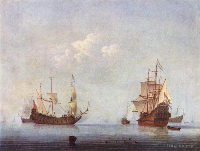 小威廉·凡·德·维尔德 的油画作品 -  《海洋景观》