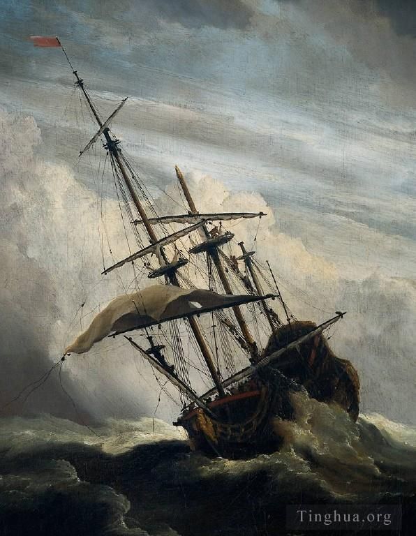 小威廉·凡·德·维尔德 的油画作品 -  《船舶检测中心》