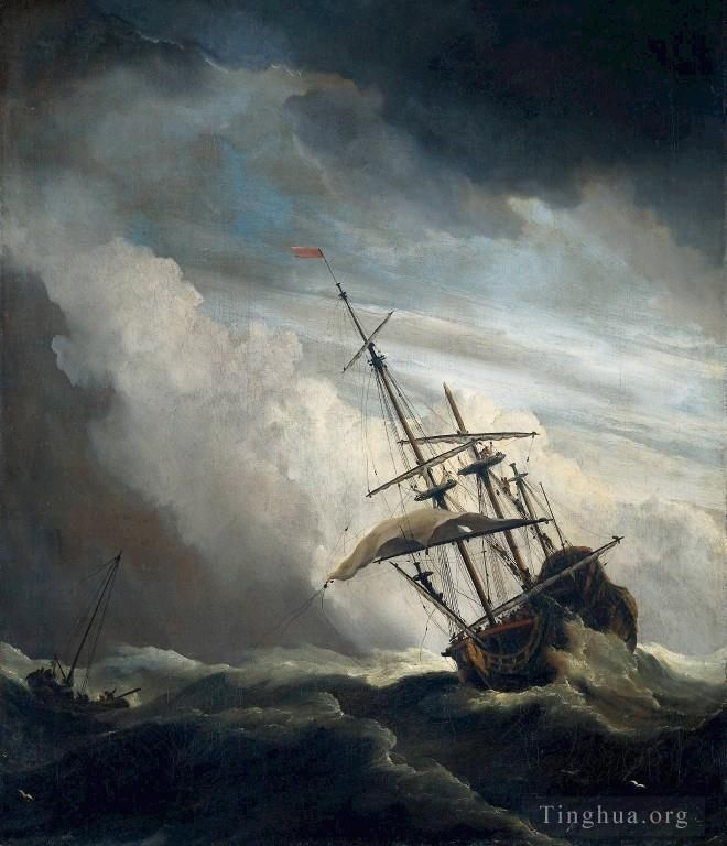 小威廉·凡·德·维尔德 的油画作品 -  《船》