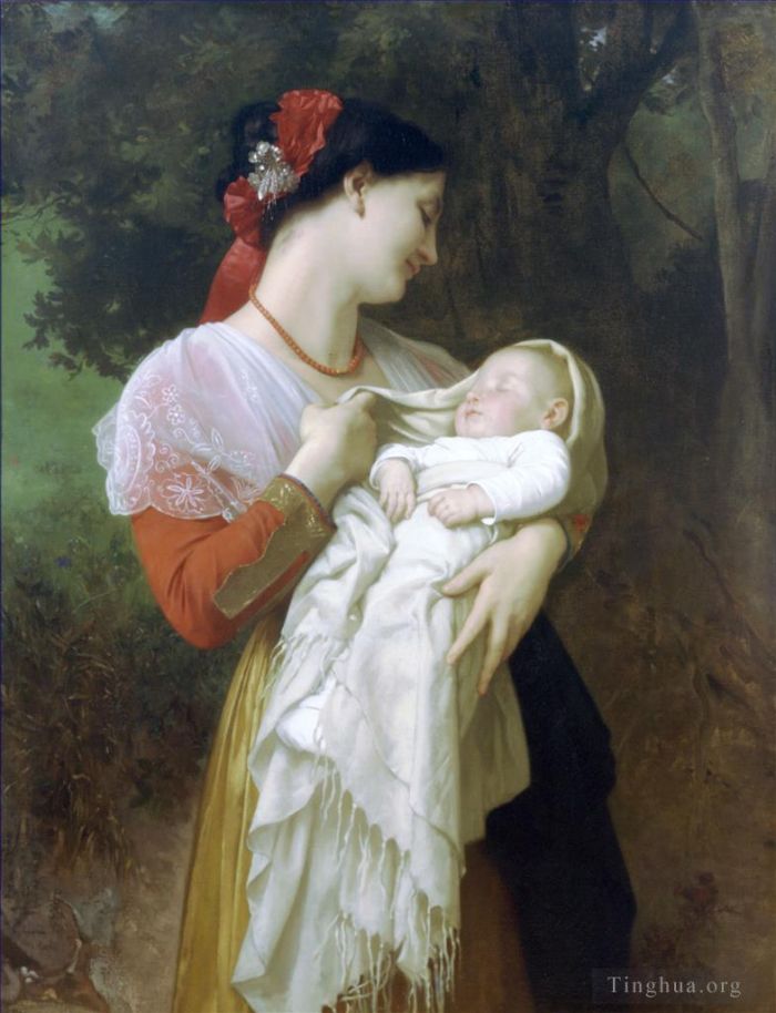 威廉·阿道夫·布格罗 的油画作品 -  《仰慕母亲》