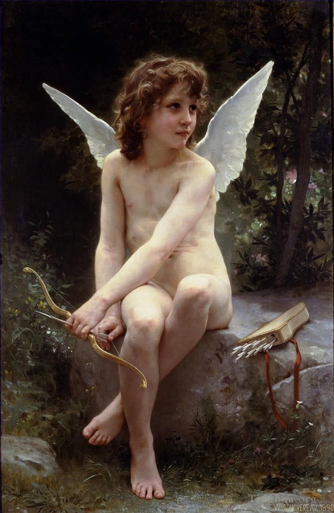 威廉·阿道夫·布格罗 的油画作品 -  《爱一个拉夫特天使》