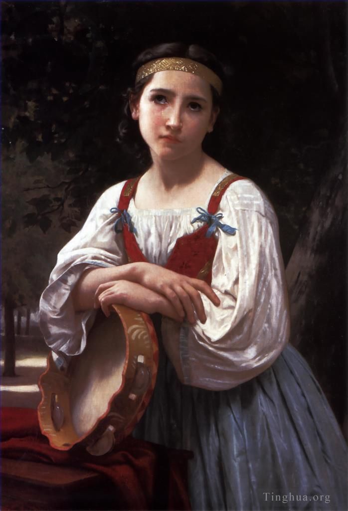 威廉·阿道夫·布格罗 的油画作品 -  《巴斯克鼓的波希米亚人》