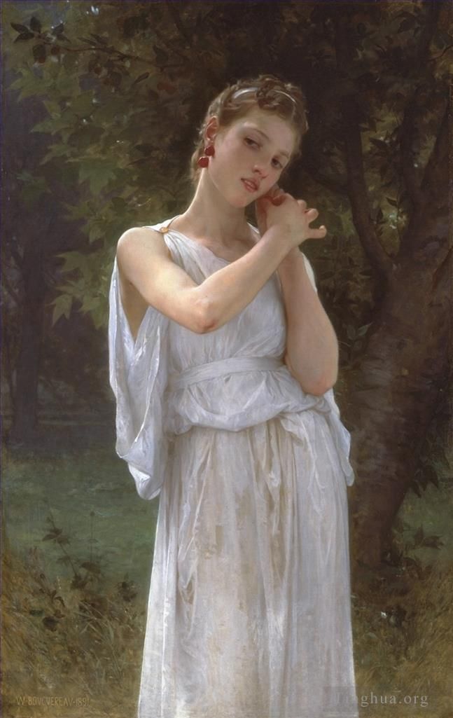 威廉·阿道夫·布格罗 的油画作品 -  《Boucles,DOreilles,耳环,1891》