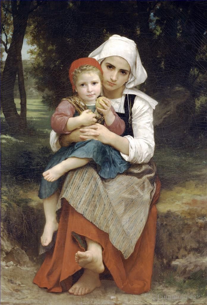 威廉·阿道夫·布格罗 的油画作品 -  《布列塔尼兄弟姐妹》