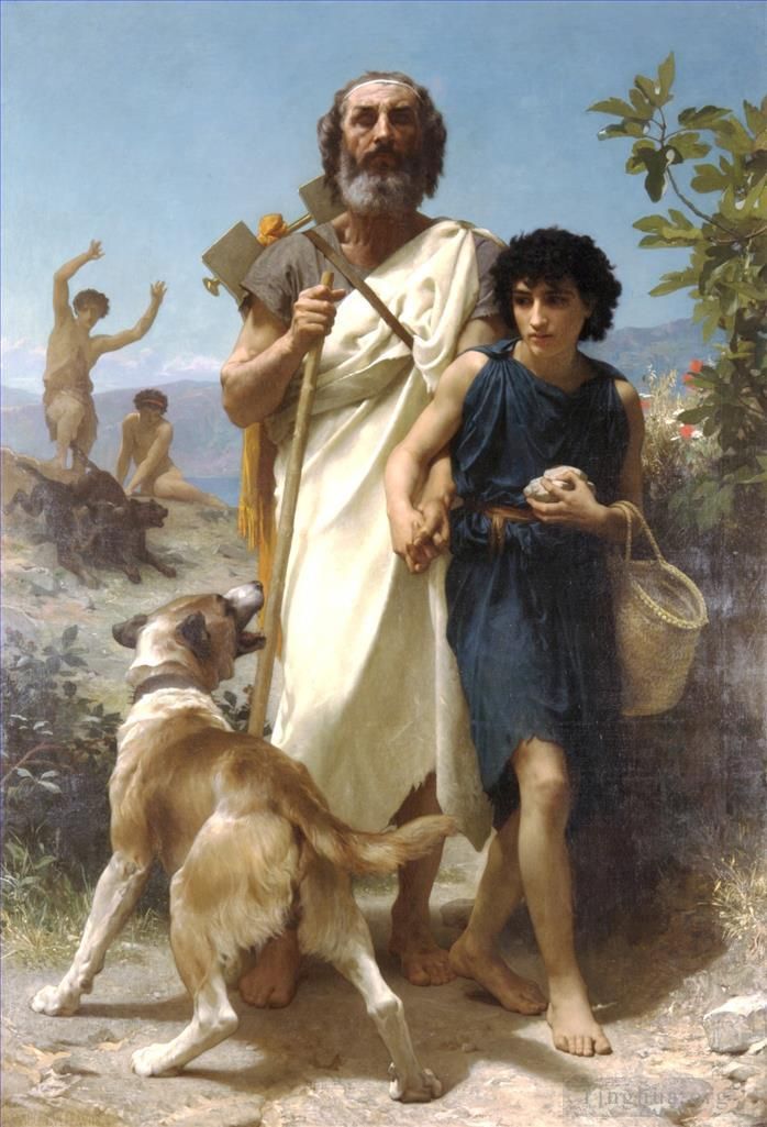 威廉·阿道夫·布格罗 的油画作品 -  《荷马父子指南》