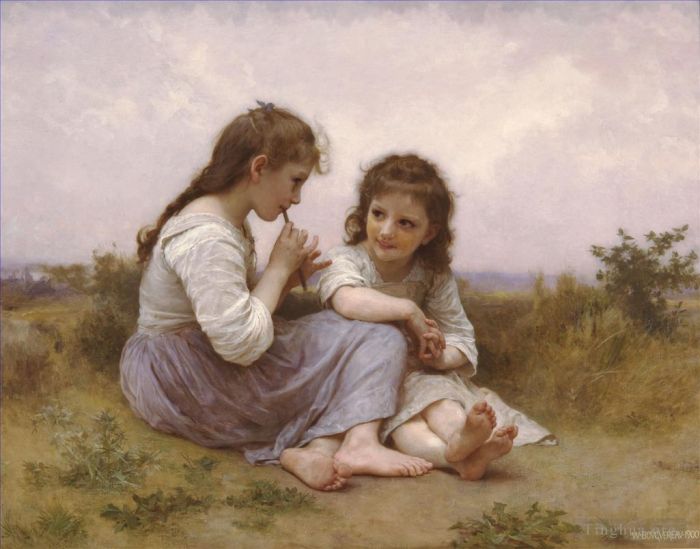 威廉·阿道夫·布格罗 的油画作品 -  《田园诗般的童心》