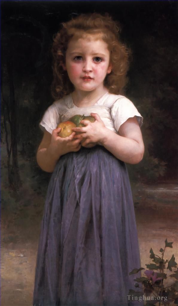 威廉·阿道夫·布格罗 的油画作品 -  《少女与儿童》