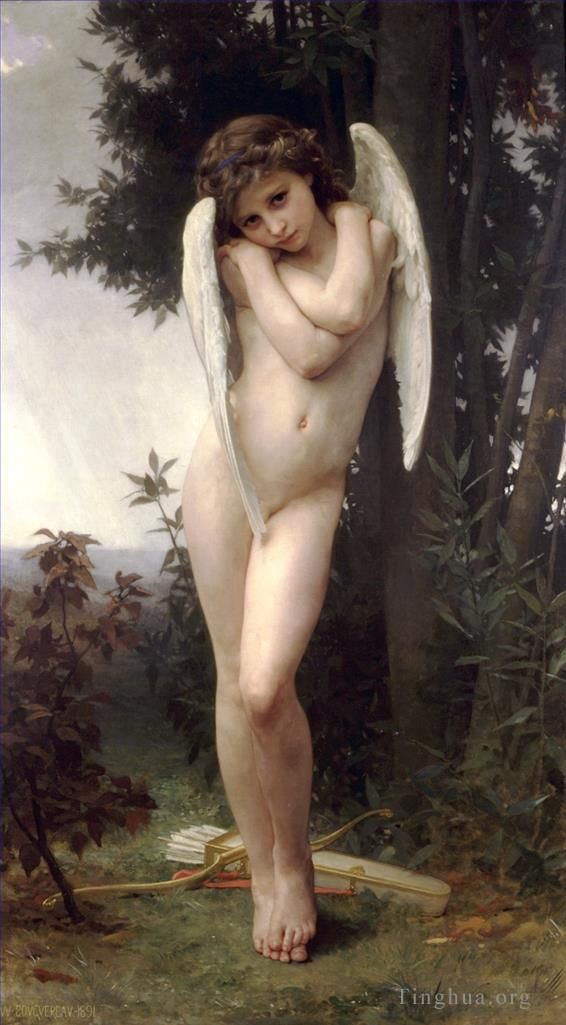 威廉·阿道夫·布格罗 的油画作品 -  《LAmour,mouille,现实主义天使》