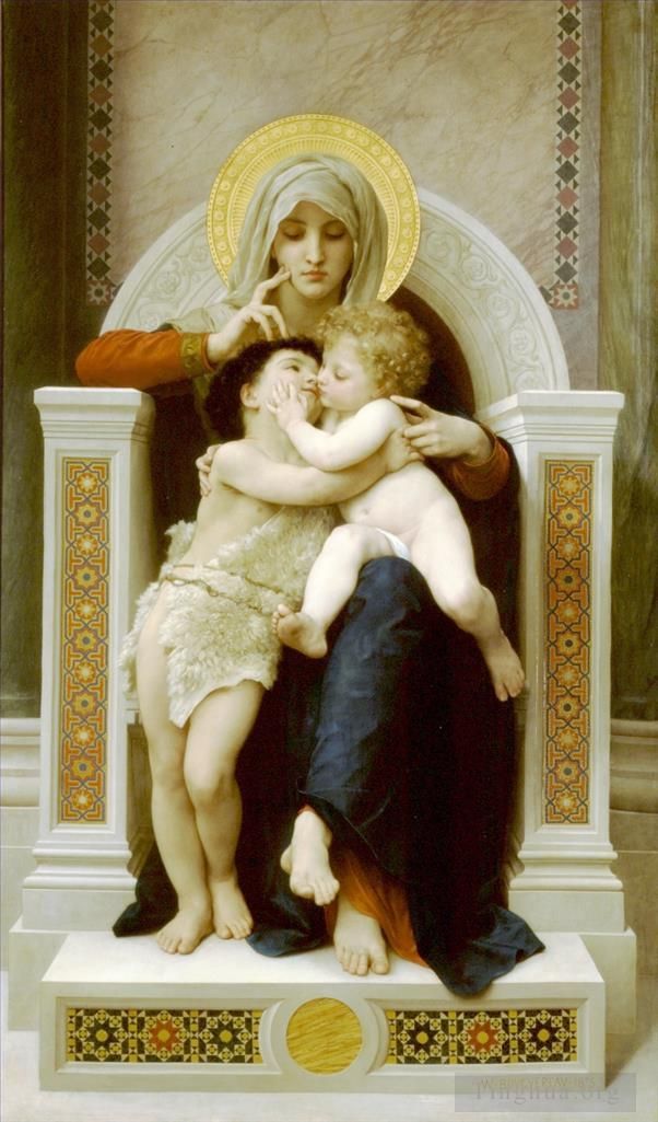 威廉·阿道夫·布格罗 的油画作品 -  《La,Vierge,LEnfant,耶稣与圣让巴蒂斯特》