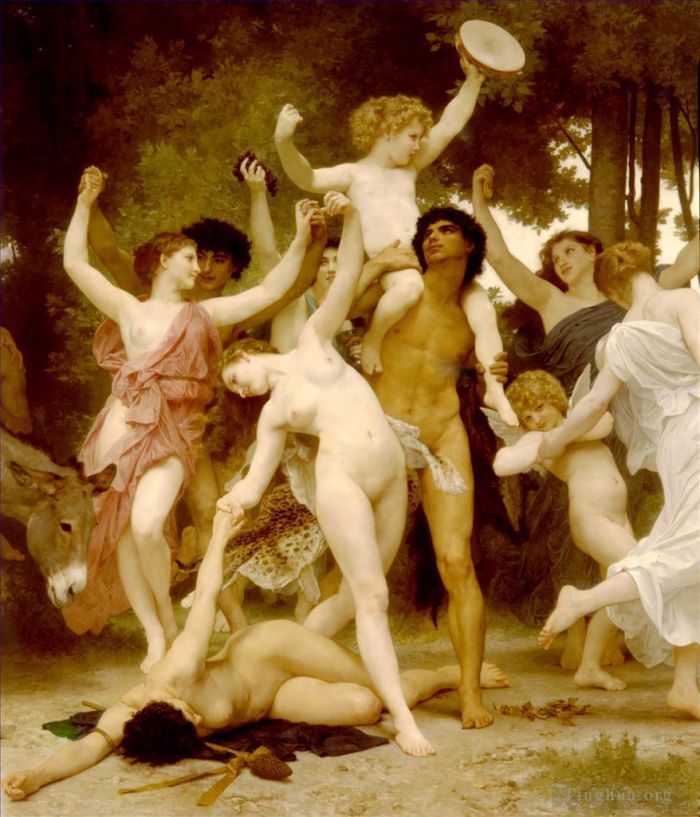 威廉·阿道夫·布格罗 的油画作品 -  《酒神青年中心,dt》