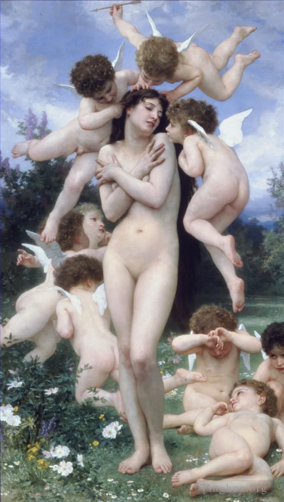 威廉·阿道夫·布格罗 的油画作品 -  《春天的天使》