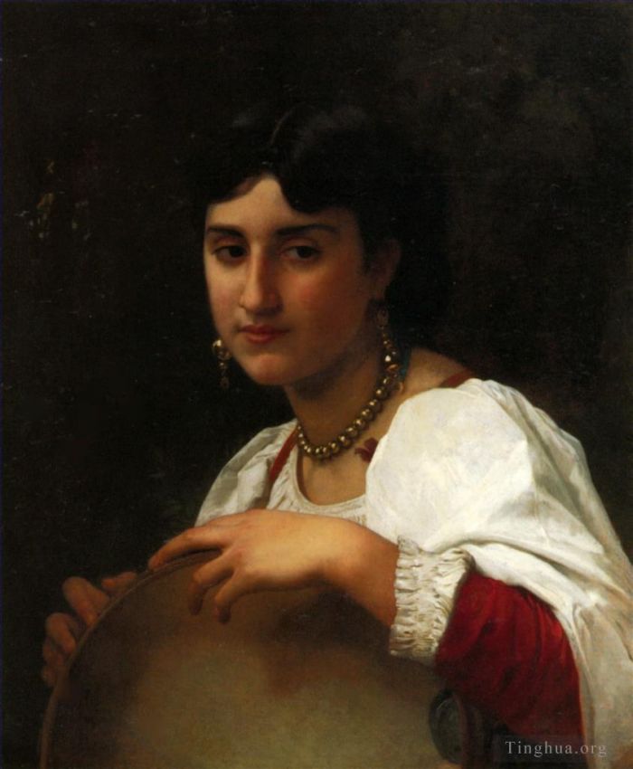 威廉·阿道夫·布格罗 的油画作品 -  《意大利手鼓》
