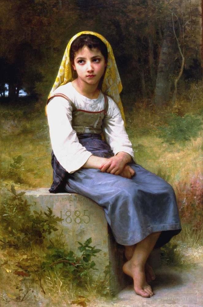 威廉·阿道夫·布格罗 的油画作品 -  《冥想1885》