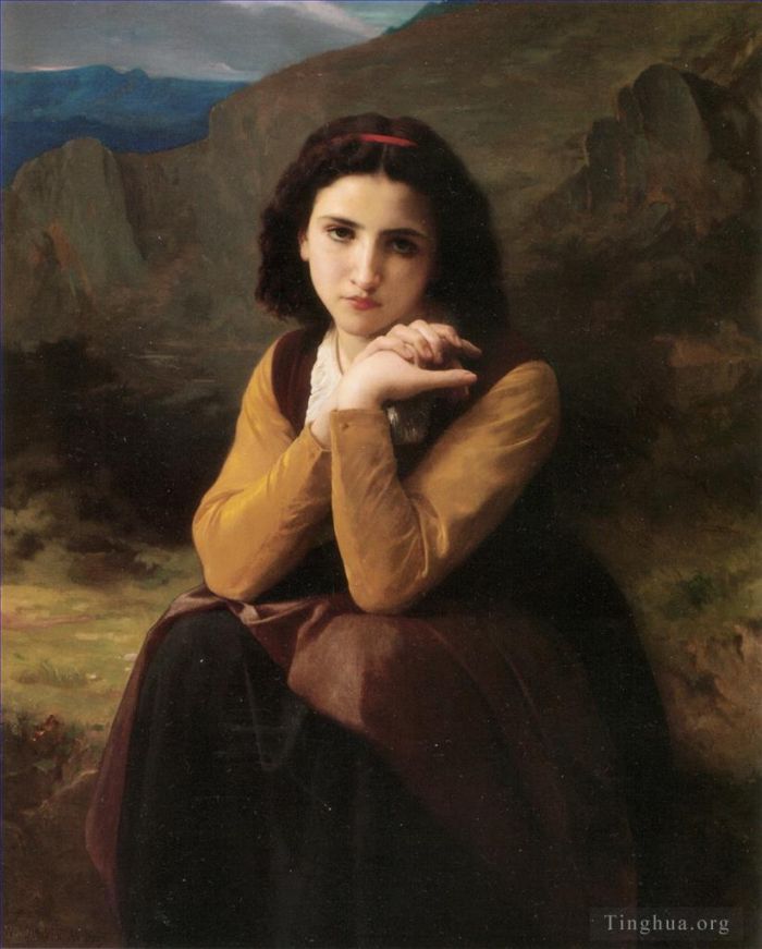 威廉·阿道夫·布格罗 的油画作品 -  《米尼翁沉思》
