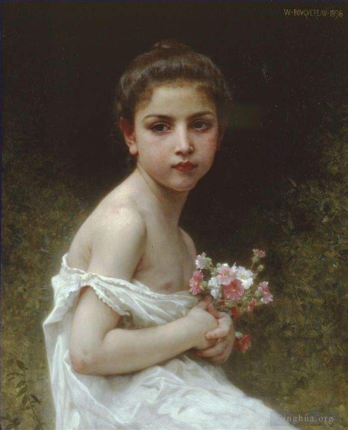威廉·阿道夫·布格罗 的油画作品 -  《娇小的女人花束》
