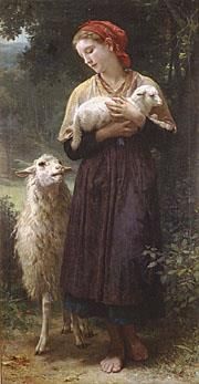 威廉·阿道夫·布格罗 的油画作品 -  《牧羊女,1873》
