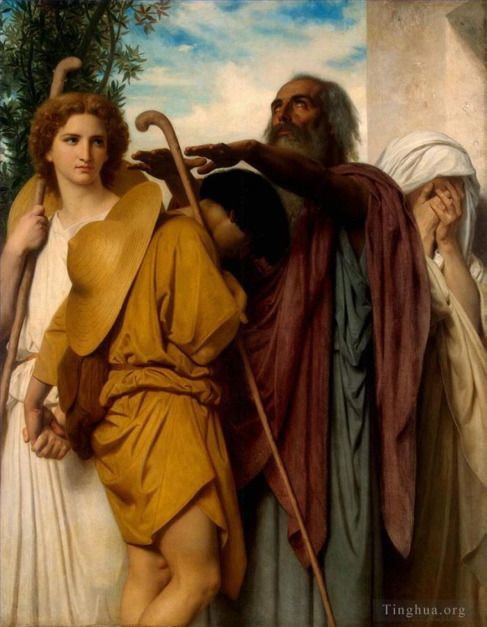 威廉·阿道夫·布格罗 的油画作品 -  《托比亚斯向父亲告别,1860》