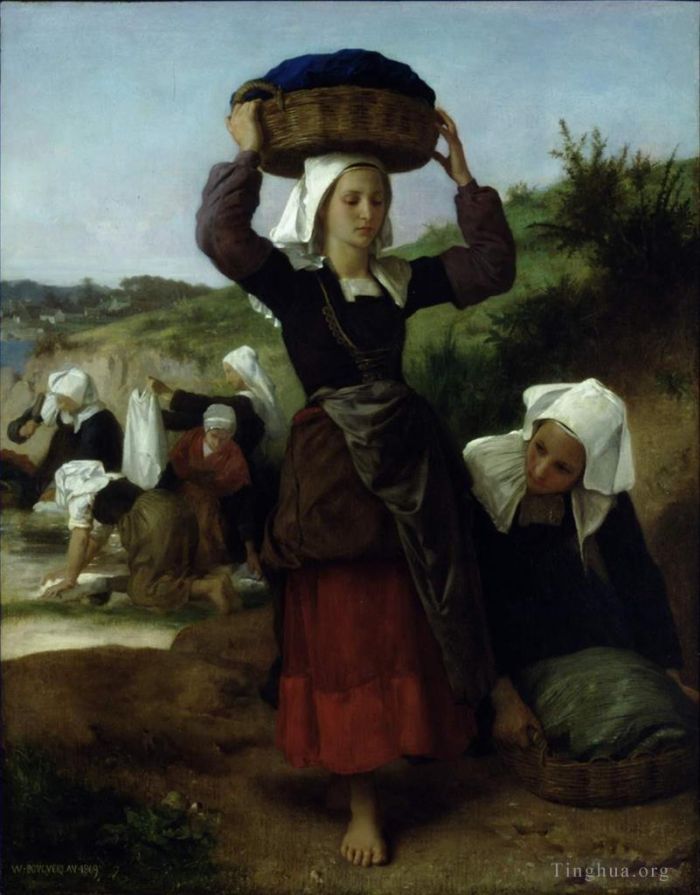 威廉·阿道夫·布格罗 的油画作品 -  《富埃南的洗衣妇,1869》