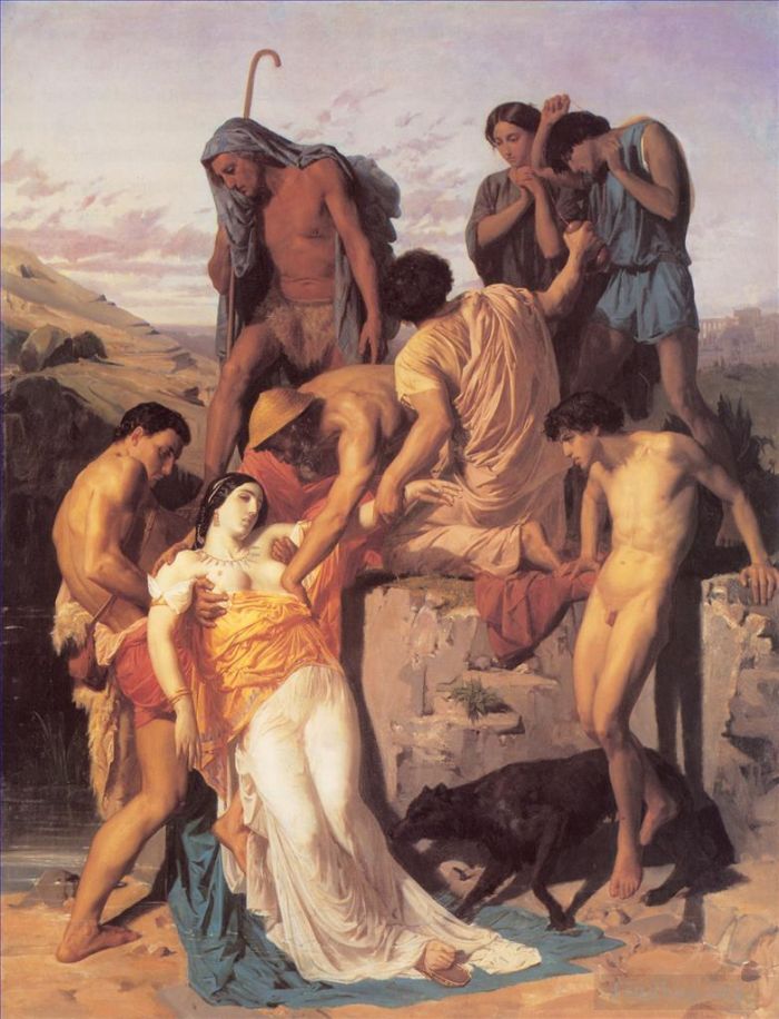 威廉·阿道夫·布格罗 的油画作品 -  《牧羊人发现芝诺比亚》