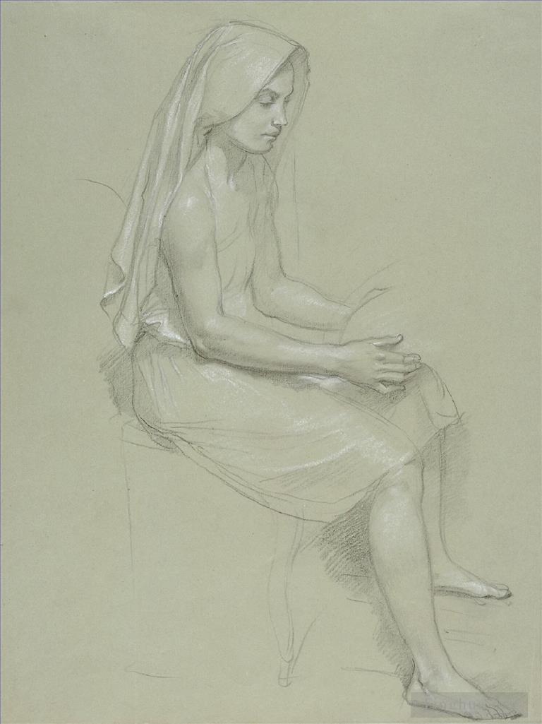 威廉·阿道夫·布格罗作品《蒙面女性坐像研究》