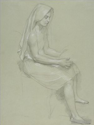 艺术家威廉·阿道夫·布格罗作品《蒙面女性坐像研究》