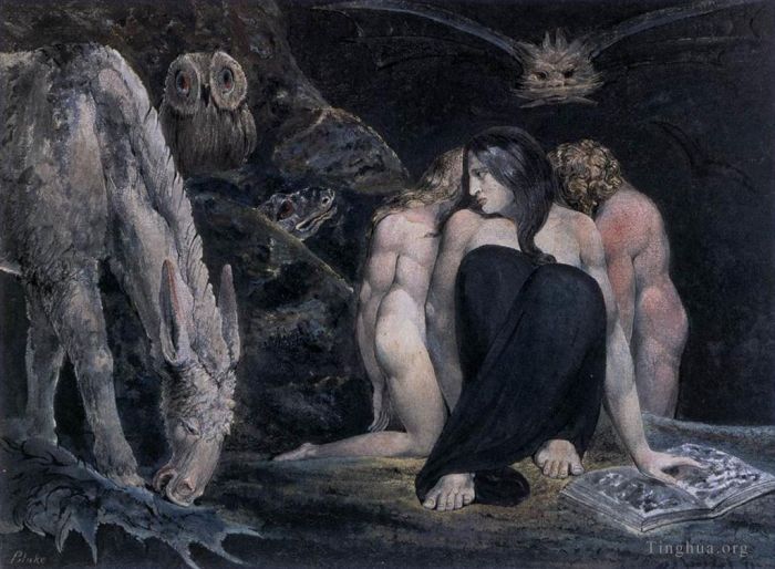 威廉·布莱克 的各类绘画作品 -  《赫卡忒或命运三女神》