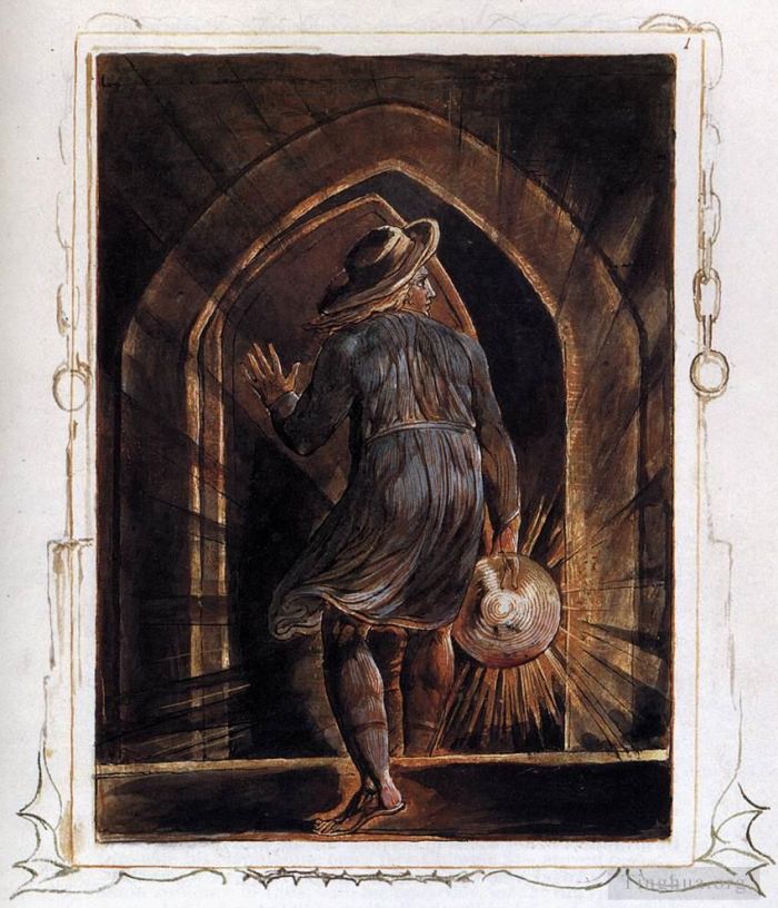 威廉·布莱克 的各类绘画作品 -  《洛入坟墓》