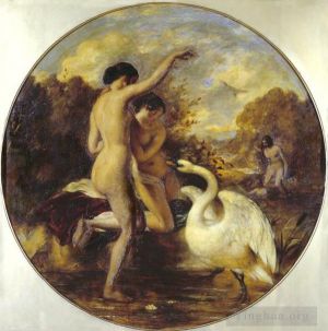 艺术家威廉·埃蒂作品《女性沐浴者对天鹅感到惊讶》