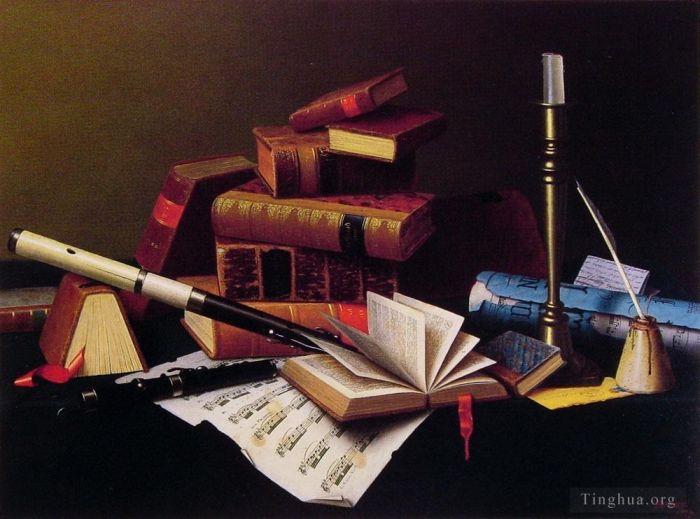 威廉·米切尔·哈尼特 的油画作品 -  《音乐和文学》