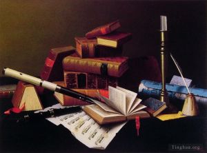 艺术家威廉·米切尔·哈尼特作品《音乐和文学》