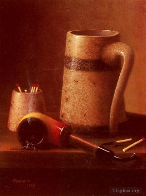 艺术家威廉·米切尔·哈尼特作品《静物管和杯子》