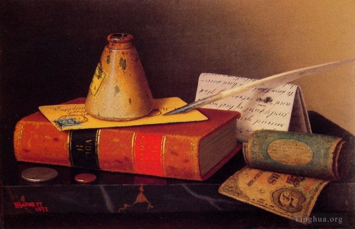 威廉·米切尔·哈尼特 的油画作品 -  《静物写字台》