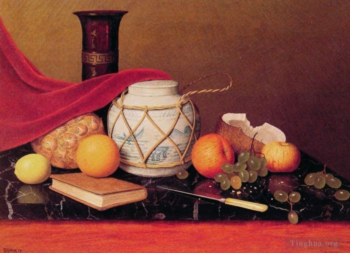 威廉·米切尔·哈尼特 的油画作品 -  《静物与姜罐》
