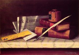 艺术家威廉·米切尔·哈尼特作品《静物与写给托马斯·B·克拉克的信》