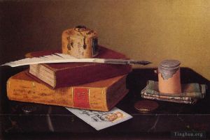 艺术家威廉·米切尔·哈尼特作品《银行家桌》