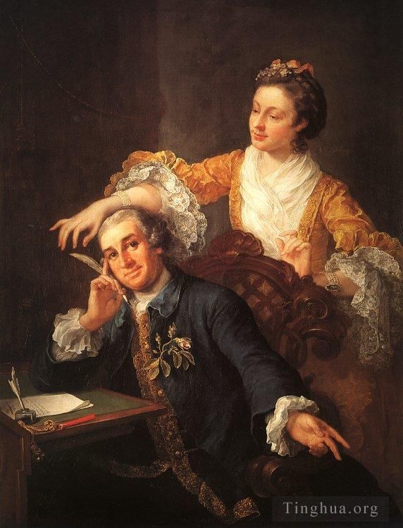 威廉·霍加斯 的油画作品 -  《大卫·加里克和他的妻子》