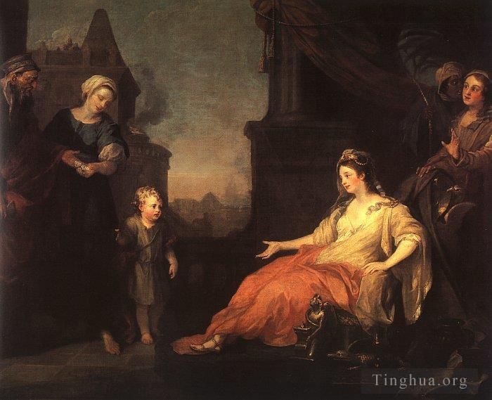 威廉·霍加斯 的油画作品 -  《摩西被带到法老的女儿面前》