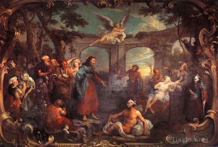 威廉·霍加斯 的油画作品 -  《贝塞斯达池》