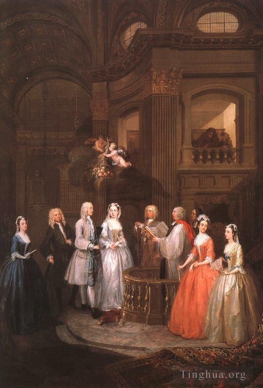 威廉·霍加斯 的油画作品 -  《斯蒂芬·贝克汉姆和玛丽·考克斯的婚礼》