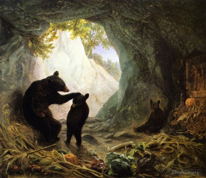 威廉·霍尔布鲁克·伯尔德 的油画作品 -  《熊和小熊》